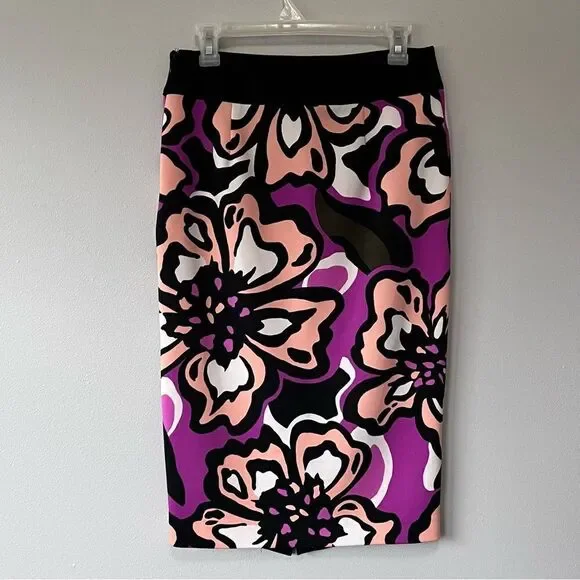 Worthington Wrap Vibrant Floral Pencil Skirt Size 6 - Picture 3 of 6